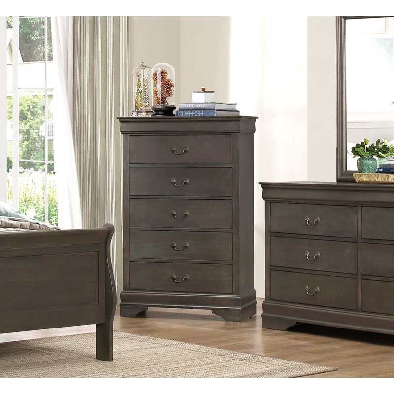 Commode 1 pièce 5X tiroirs, Gris