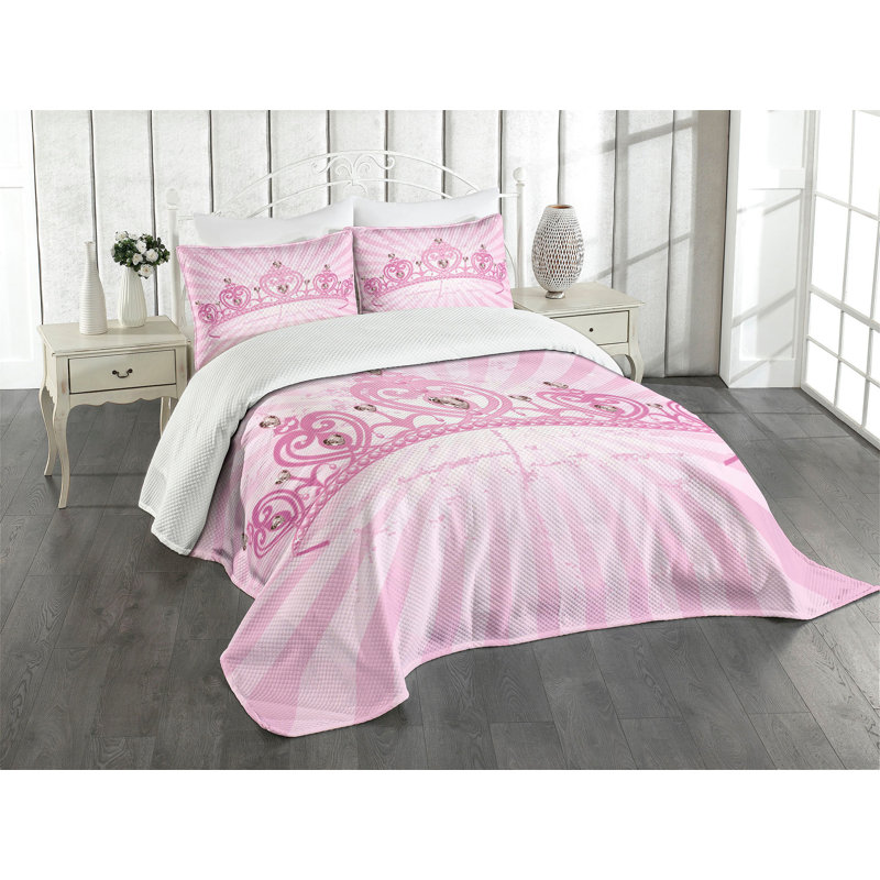 King Size Pink Cartoon Girls' Bedspread Set