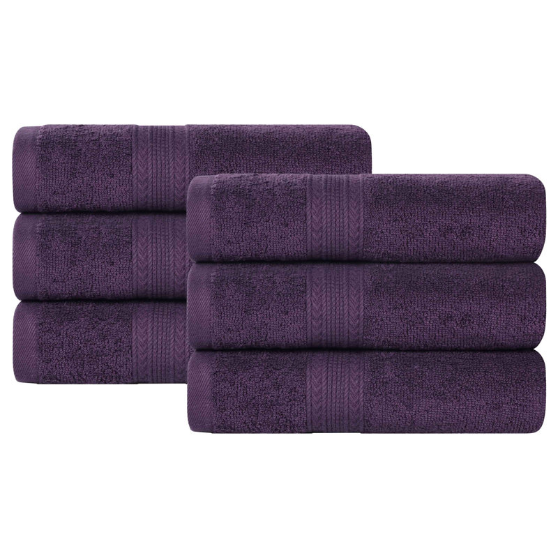 Hannu 450 GSM Eco-Friendly 100% Ringspun Sustainable Cotton Solid Hand Towel Set, Eggplant