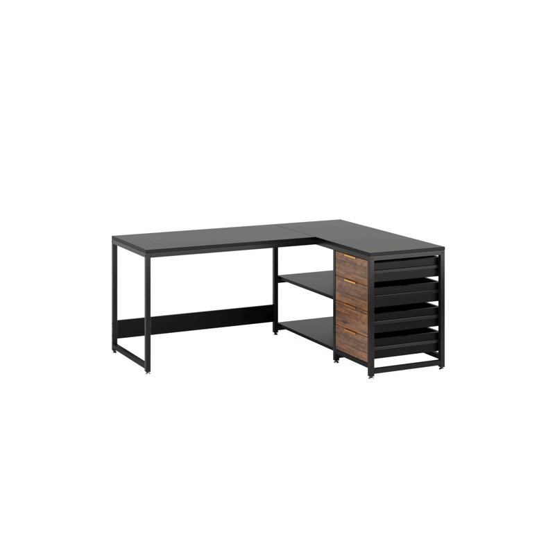 Bureau en coin 59 po, Noir / brun