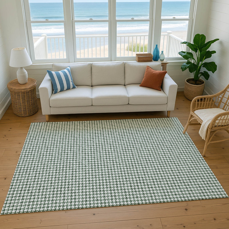 Tapis vert de qualité supérieure lavable à la machine AMF137 Paullette, Rectangle 5 pi x 7 pi 6 po