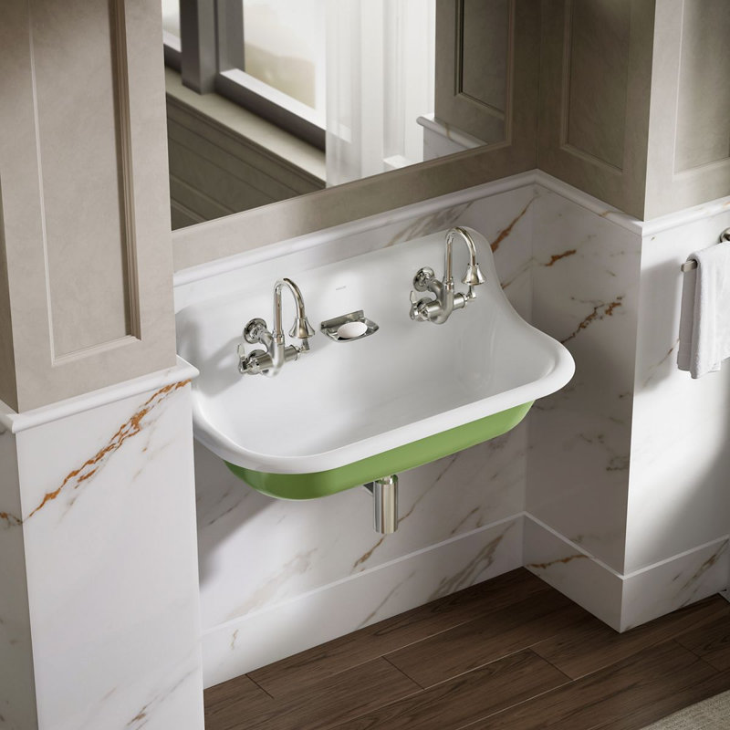 Brockway 36 In. Wall-Mount Utility Sink, White/Green