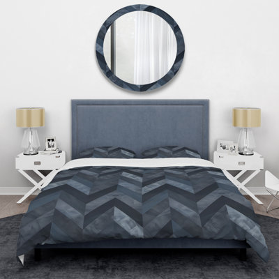 Ensemble de housse de couette moderne à chevrons gris Dynamic II