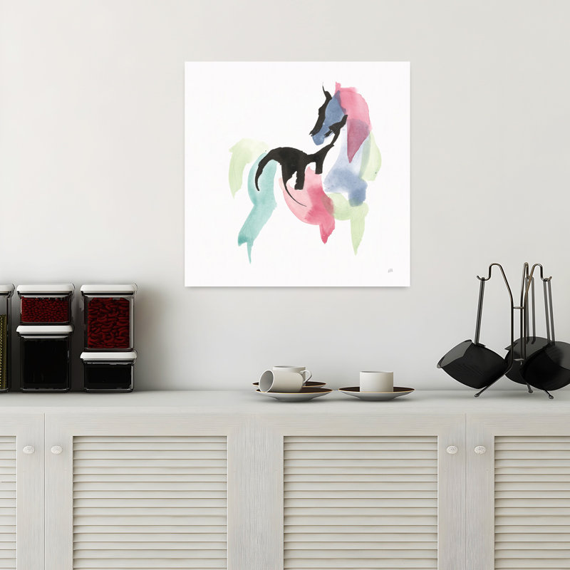 Cheval de fête contemporain III avec art animalier abstrait, H 18 po x l 18 po