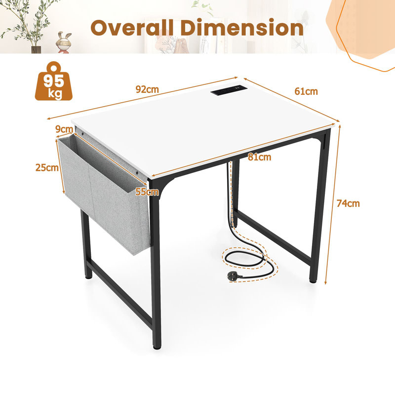 92Cm W Rectangular Computer Desk, White