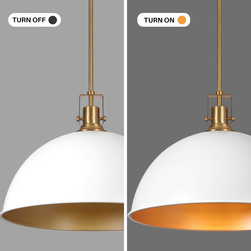 Lysander 1 - Light 17.7" Single Dome Kitchen Island Pendant Light, 56.7" H x 17.7" W x 17.7" D, White