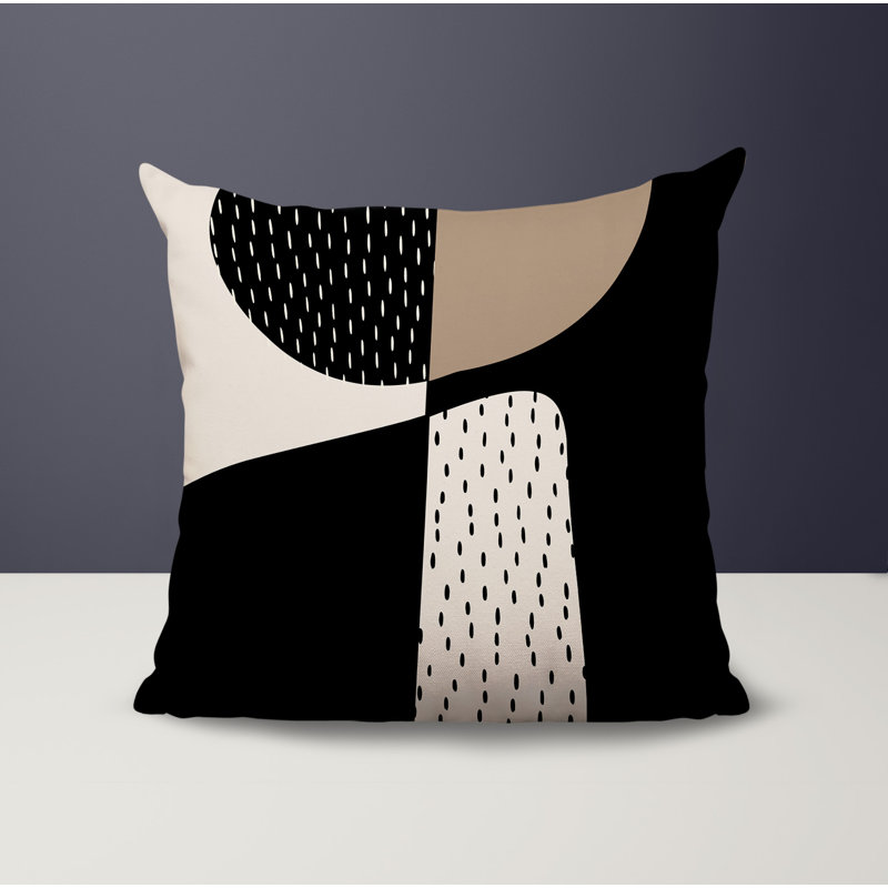 Coussin carré intérieur / extérieur pia, H 15 po x l 15 po, Beige / noir / blanc cassé