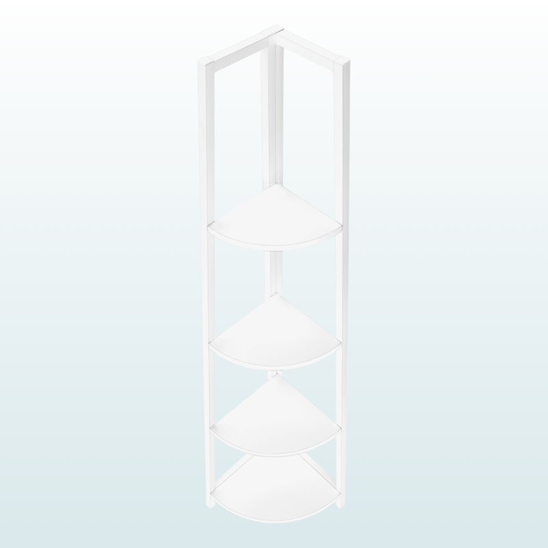 Étagère d'angle à 4 tablettes Jonco à finition blanche, H 58,89 po x l 17,28 po x P 11,04 po