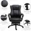 Chaise noire avec dossier haut en cuir synthétique, hauteur réglable et repose-pieds rétractable