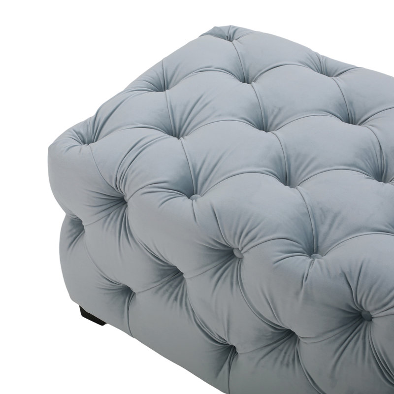 Dannetta Velvet Ottoman, Light Gray