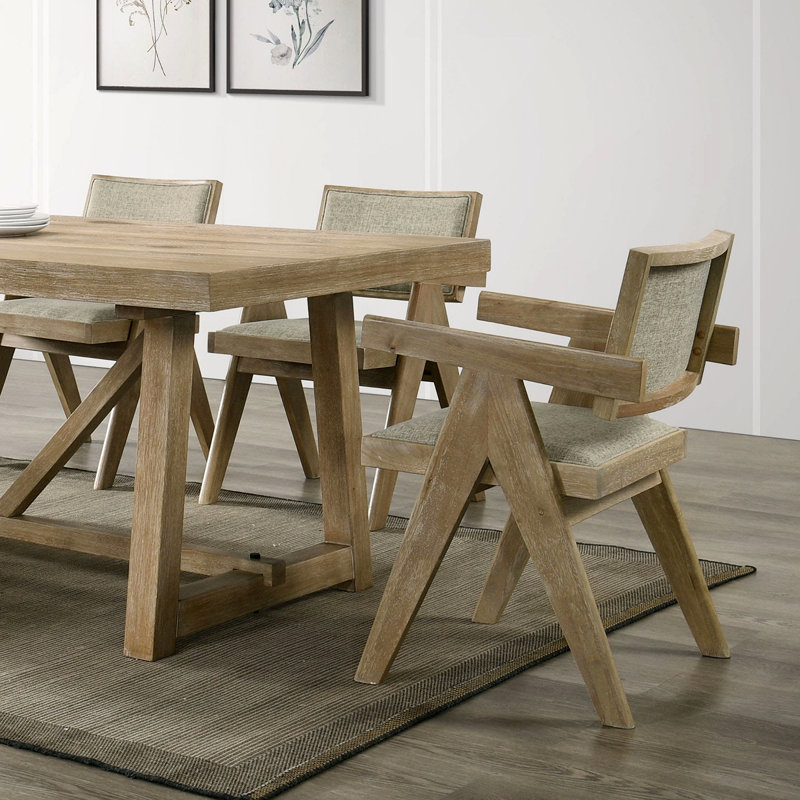 Chaises de salle à manger avec accoudoirs et sièges rembourrés en polyester, Chêne