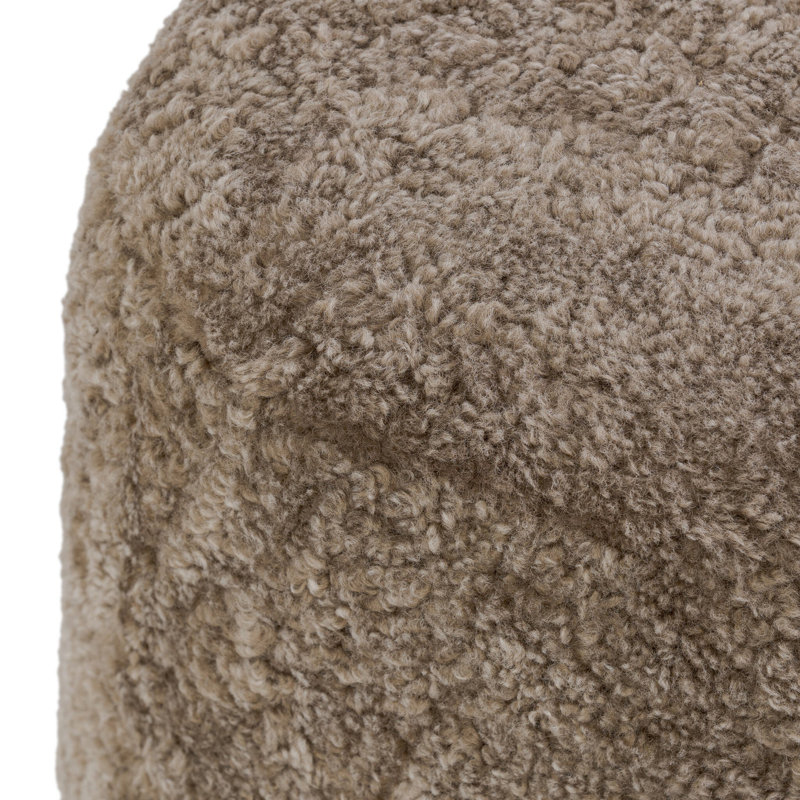 BILBURY Round Ottoman, Taupe Shearling
