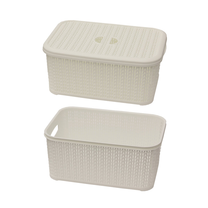 JVL Plastic Decorative Basket, White
