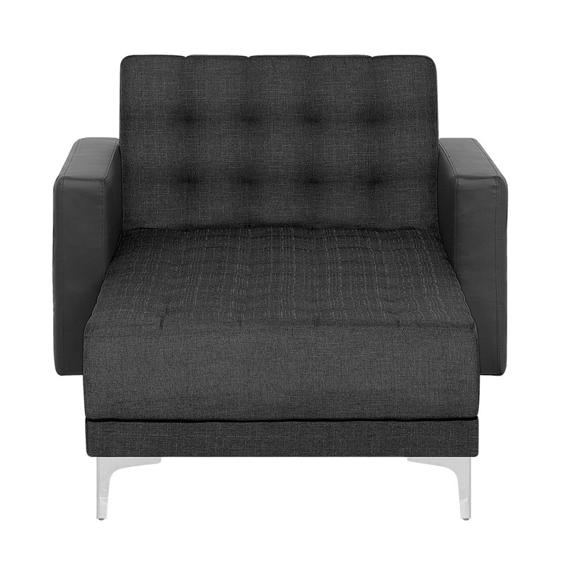 Finnegan Faux Leather Chaise Lounge, Grey
