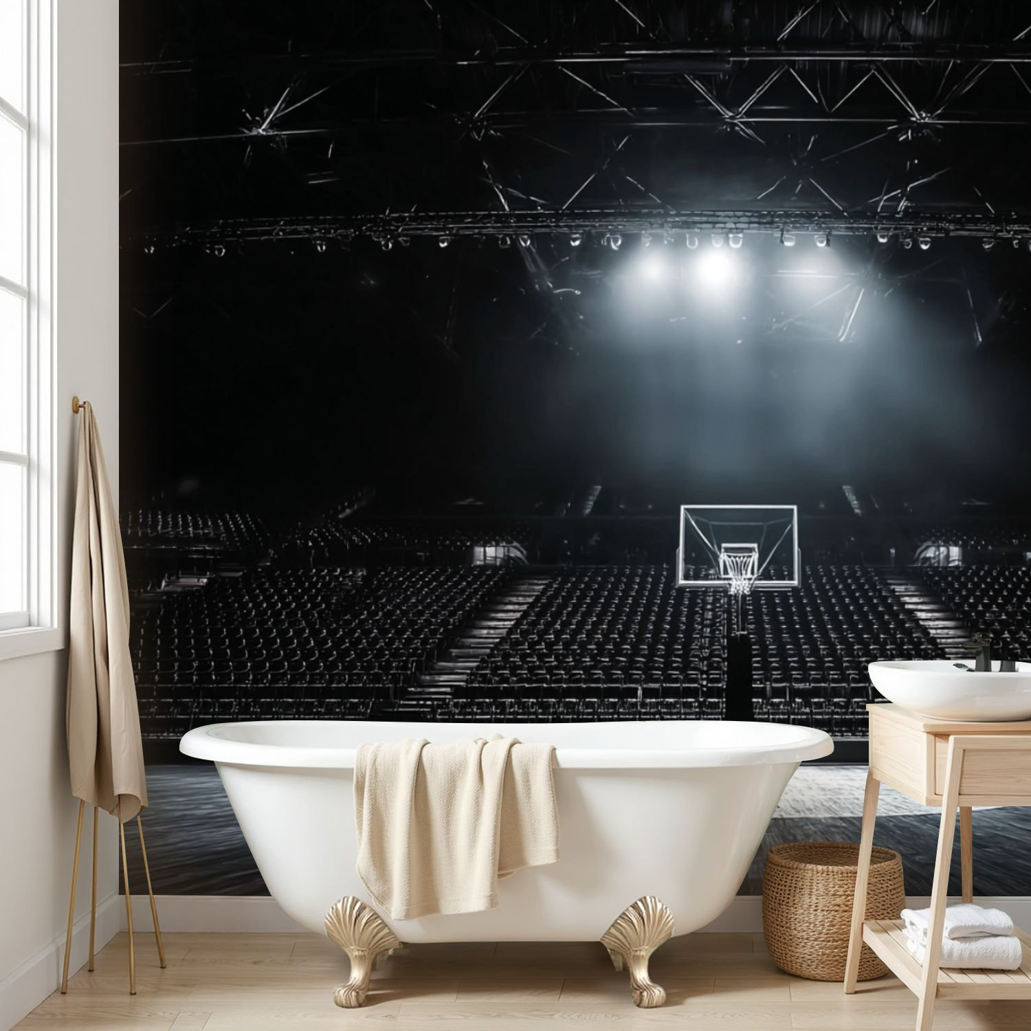 Latitude Run® Wall Mural Peel and Stick Wallpaper Basketball Court ...