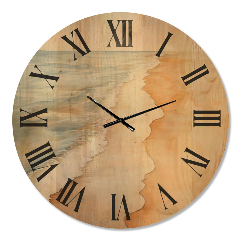 Grande horloge murale en bois nautique - Sable chaud sur la côte, Oversized