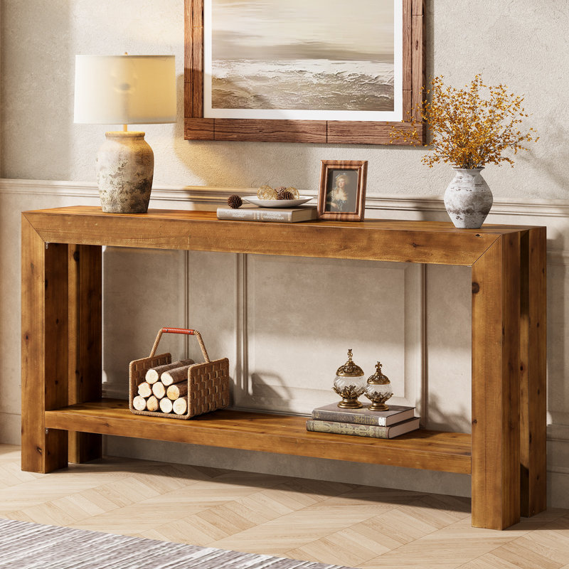 Console 63 po en bois massif avec 2 tablettes