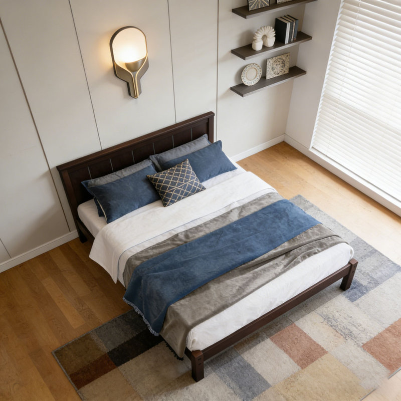 Platform Bed Frame with Headboard, Twin, Espresso