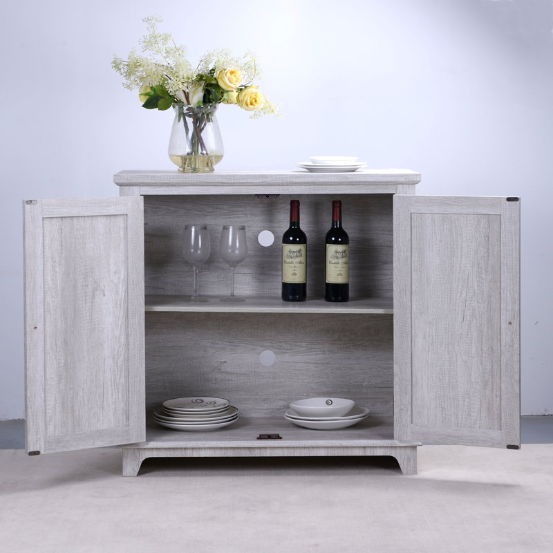 Armoire 34,37 "avec 2 portes réglables en miroir, Gris clair