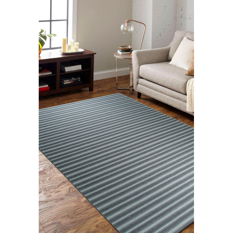Gray Flat Weave Wool Subtle Linear Textured Geometric Modern Contemporary Carpet Rug, 10' x 14'