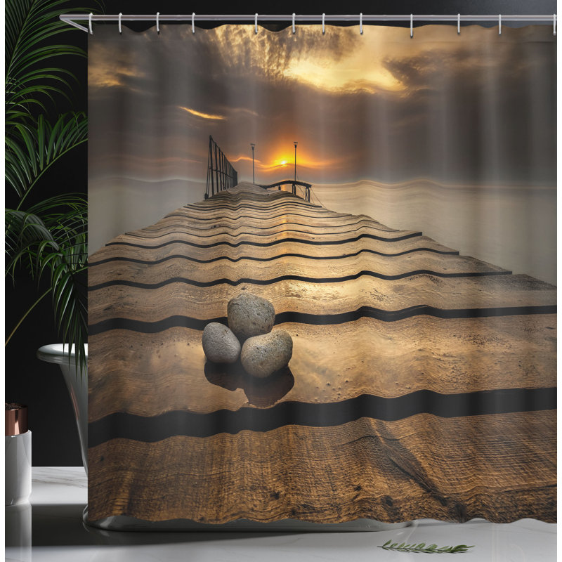 Ensemble de rideau de douche + crochets Ocean, H 70 po x l 69 po