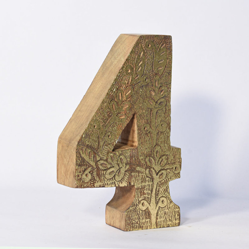 Haddam Text & Numbers Letter Block, Gold, 4