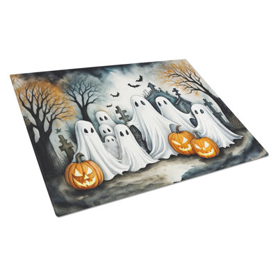Ghosts Spooky Halloween Glass Cutting Board Large