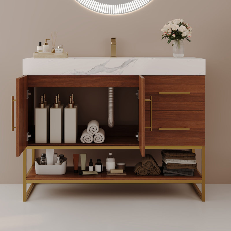Meuble-lavabo moderne moderne avec lavabo et rangement en céramique