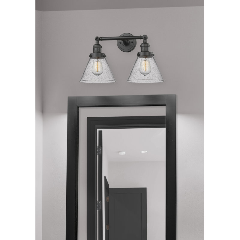 Cone 2 Light Bath Vanity Light, 6 Watt Vinage LED Bulb, Seedy, Oil Rubbed Bronze