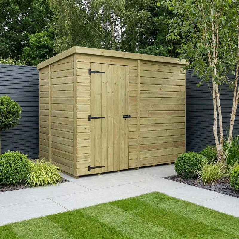 Total Sheds 8ft x 5ft Pent Garden Shed - Single Door - No Windows - Pressure Treated Timber - UK Manufactured