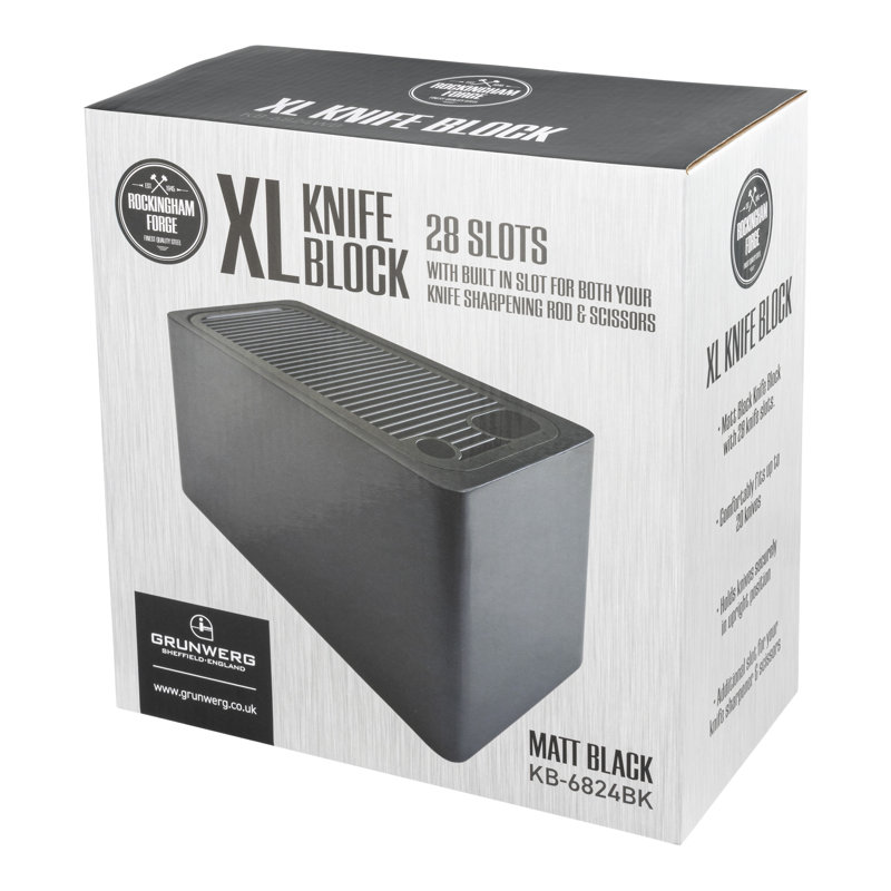 Rockingham Forge Universal Knife Block, Extra Large Storage Block With 28 Slots, Black
