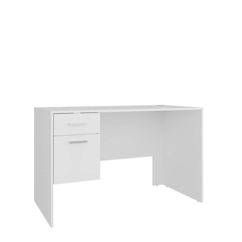 Mellier Modern Office Desk With Two Drawers And Side Storage, Compact Computer Workstation For Home Office Or Study Room