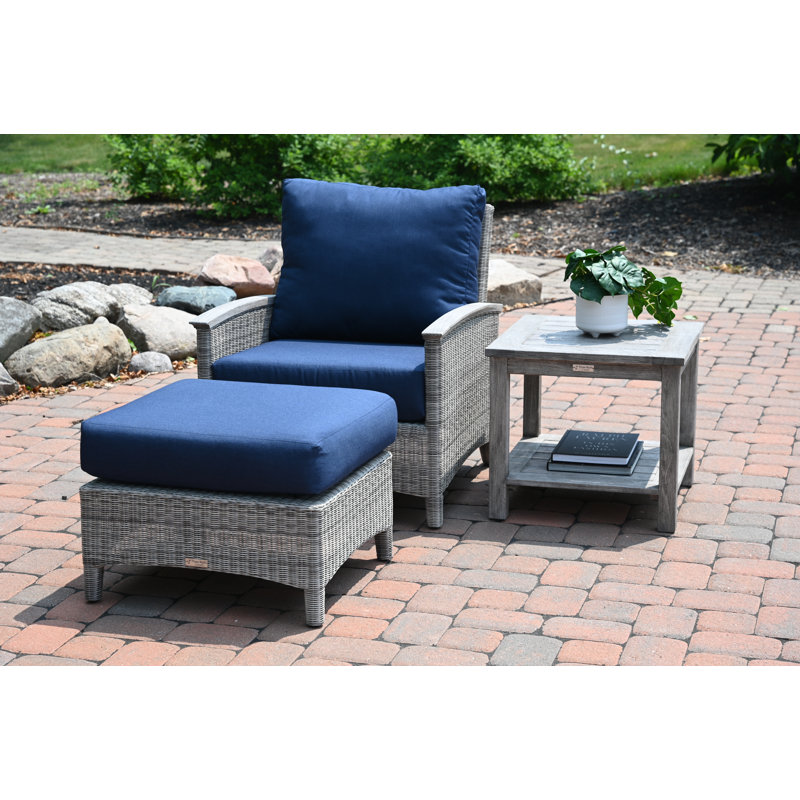 Shelburne 22" Outdoor Weathered Teak Side Table With Lower Shelf