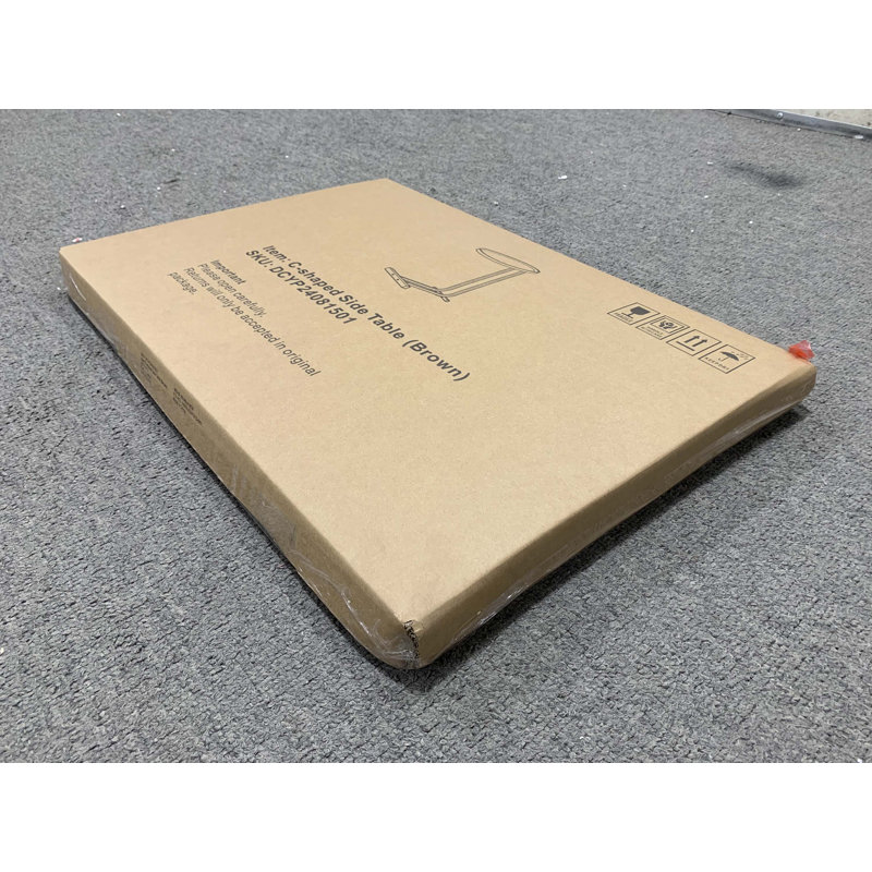 C-Shaped Side Table, C Table End Table for Sofa and Bedside, Couch Side Tables, Wood C-Shaped End Table with Metal Frame Slide for Bedroom Living Room