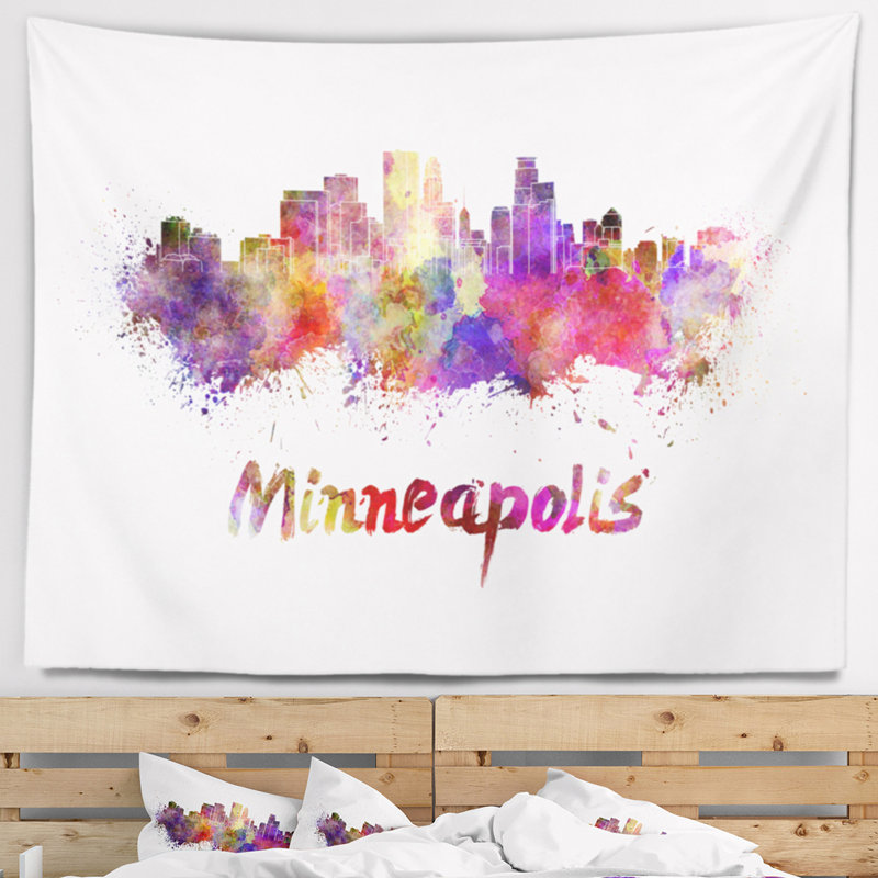 Tapisserie d'horizon de minneapolis Cityscape, H 68 po x l 80 po