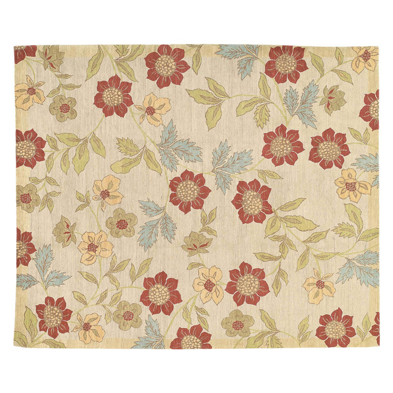 Chelsea Wool Floral Area Rug in Beige/Green, Rectangle 12' x 16'