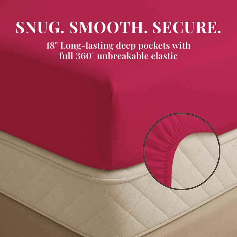 Premium Rayon From Bamboo Blend Sheet Set With Deep Pockets, Cooling and Breathable, Garnet