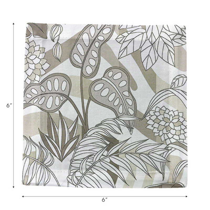 Sabi Jungle Hemstitch Cocktail 6" Linen/Cotton Napkin, Neutral