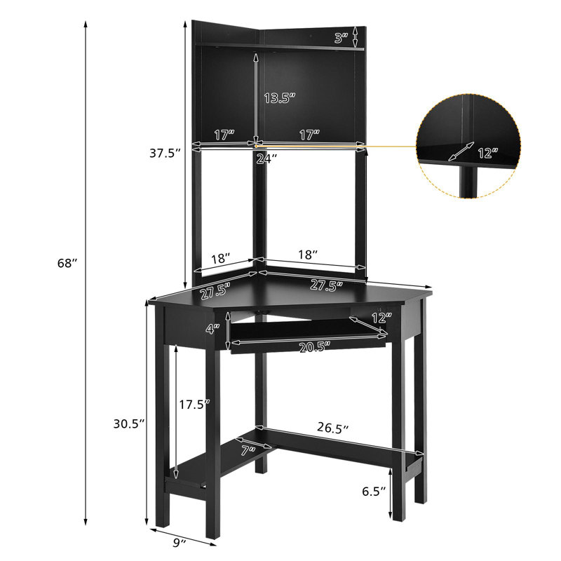 Bureau en coin avec rehausse Marymae