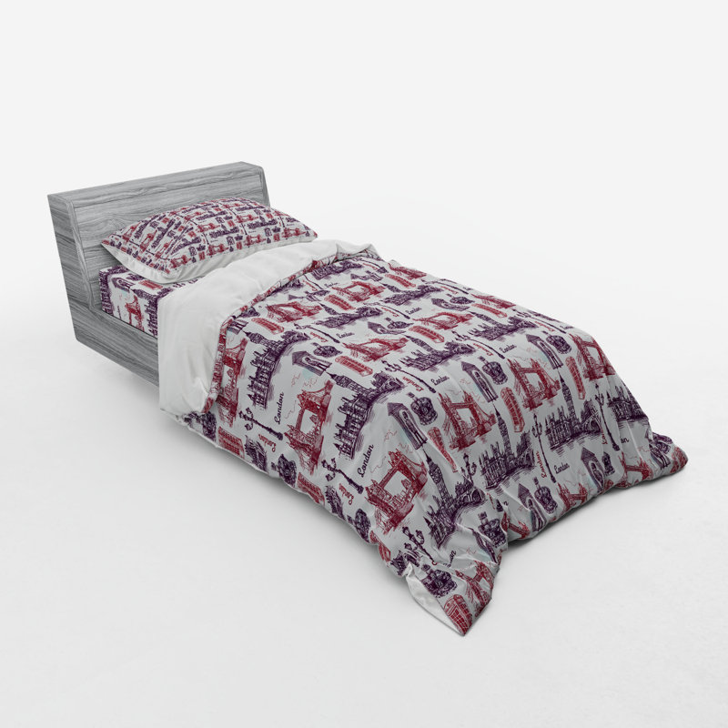 London Eclectic Polyester Geometric Shapes Duvet Cover, Twin Duvet Cover + 2 Additional Pieces