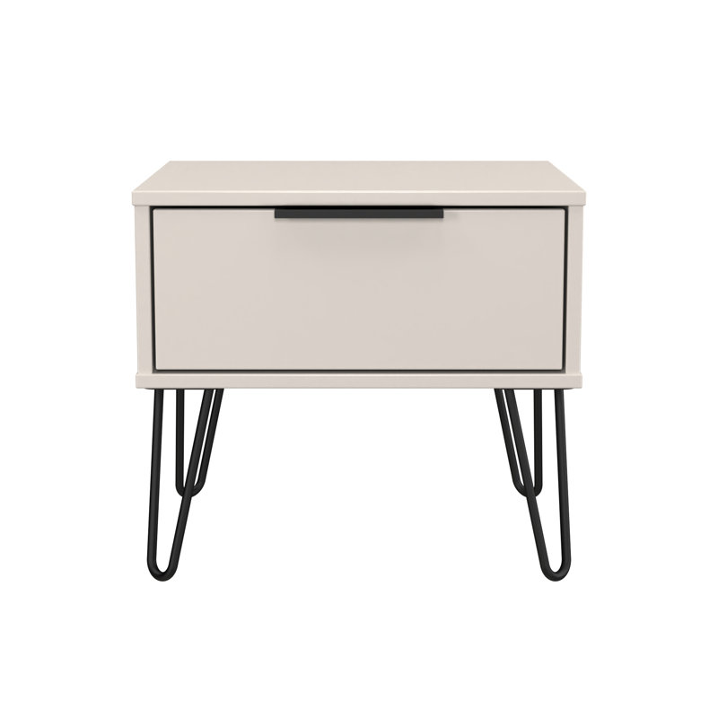 Solvay 45cm W Manufactured Wood Bedside Table, Beige/Black