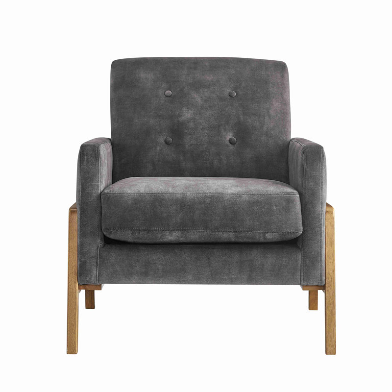 Fauteuil d'appoint à dossier capitonné Matson, Gris foncé