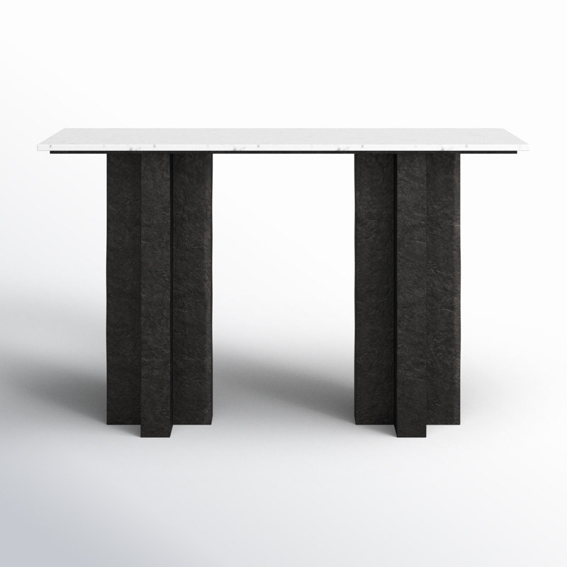 Terrell 51'' W Marble Console Table, White/Neutral