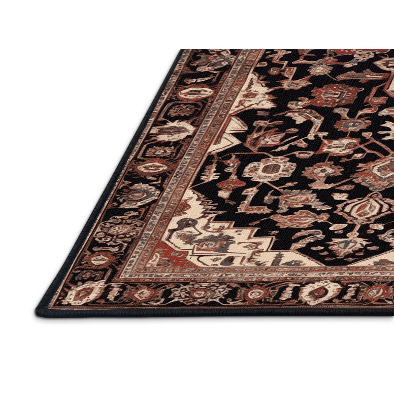 Tapis brun lavable à la machine, Rond 6 pi