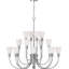 Lustre d'intérieur / classique en nickel poli 16 lumières avec abat-jour en verre givré Concord