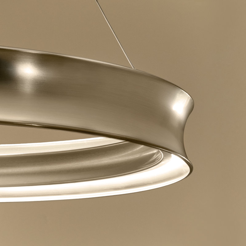 Lustre circulaire doux et moderne à DEL, H 3,75 po x l 39,5 po x P 39,5 po, Bronze