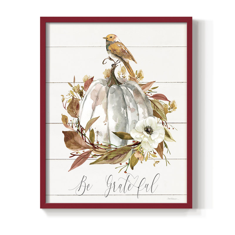 Be Be Grateful Bird, reproduction encadrée - bois massif, H 15 po x l 12 po, Rouge