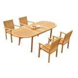 Leveb Outdoor 5 - Piece Teak Dining Set