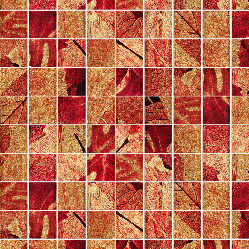 Carrelage mosaïque en verre lustré carrés 11,82 po x 11,82 po Season, Rouge