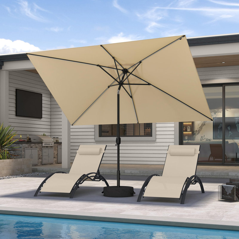 Parasol de patio rectangulaire pour l'extérieur, Beige